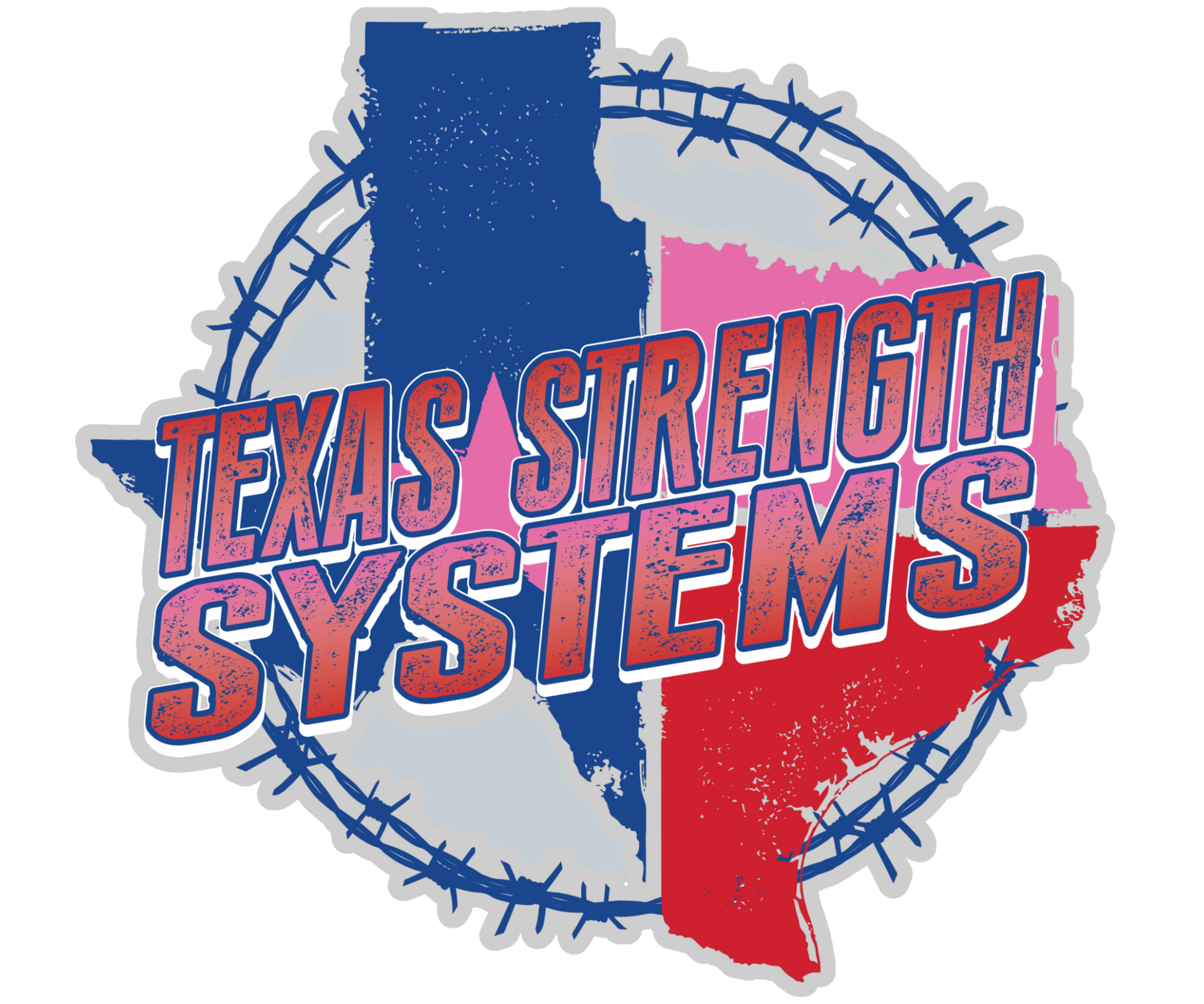 Logo of Texas Strength Systems with a map outline of Texas and barbed wire.
